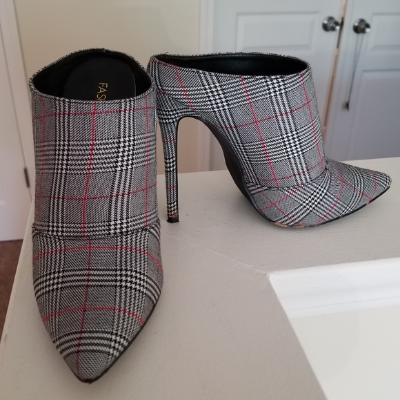 plaid mules